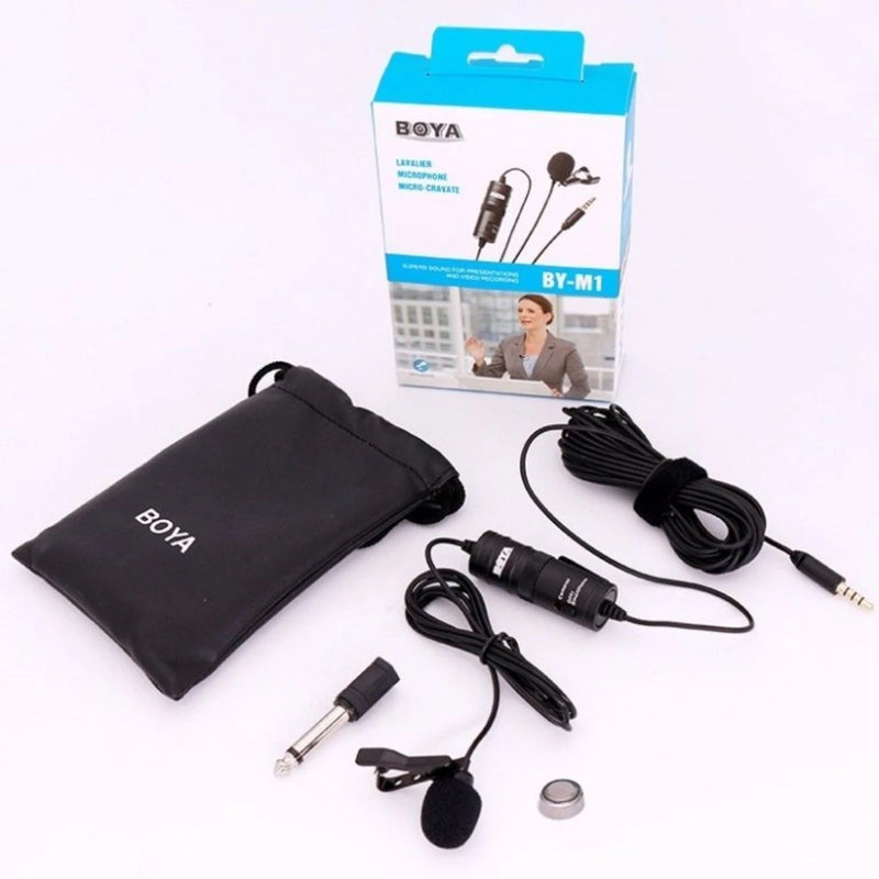 Microfone Lapela Profissional Boya BY-M1 3,5mm Stereo Para Professores Palestrantes Youtubers Gravação