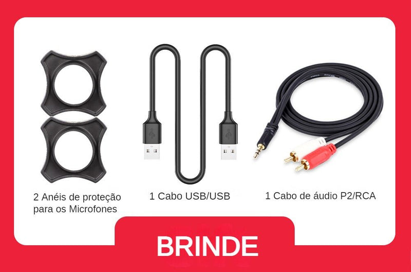 Mesa de Som R4-Pro Mixer 4 canais com 2 Microfones sem fio | LunoSom