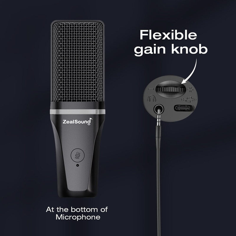 Microfone RGB USB a Condensador Zealsound | LunoSom